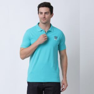 Turquoise Blue Body Fitted Unisex Polo Tee