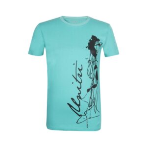 Unitri Printed Body Fitted Unisex Turquoise Blue Tee