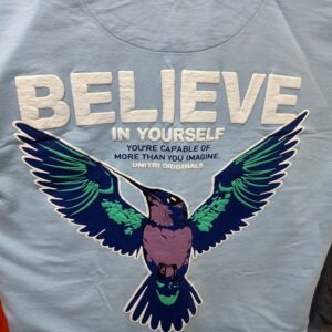 Believe Puff Printed Oversized Unisex Sky Blue Tee